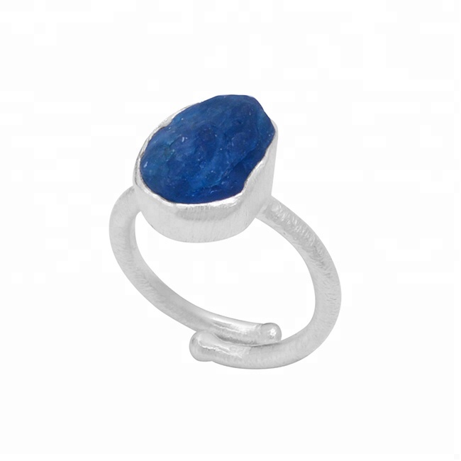 Natural Raw Apatite Rough Sterling Silver Adjustable Ring Wholesaler