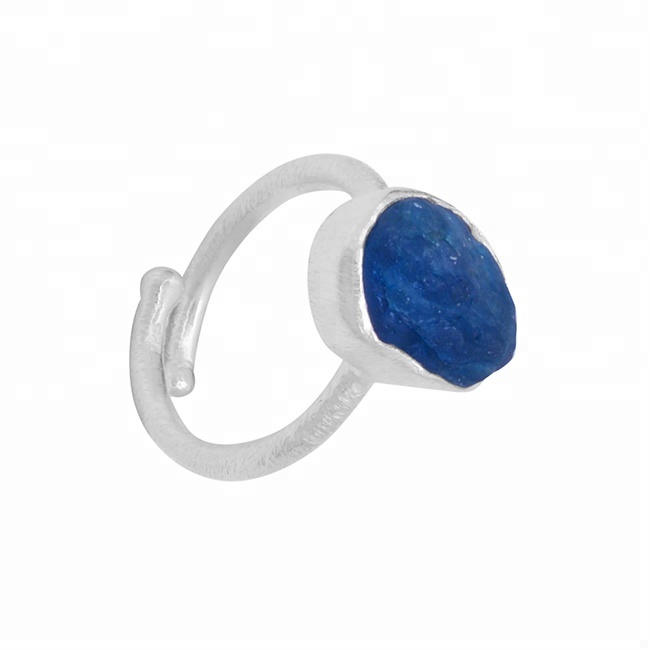 Natural Raw Apatite Rough Sterling Silver Adjustable Ring Wholesaler