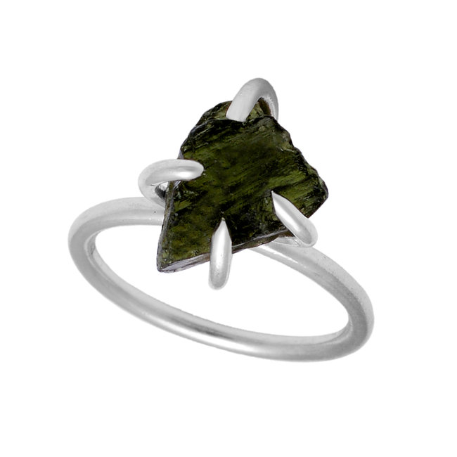 Rough Gemstone Ring Moldavite Silver Natural Wholesaler