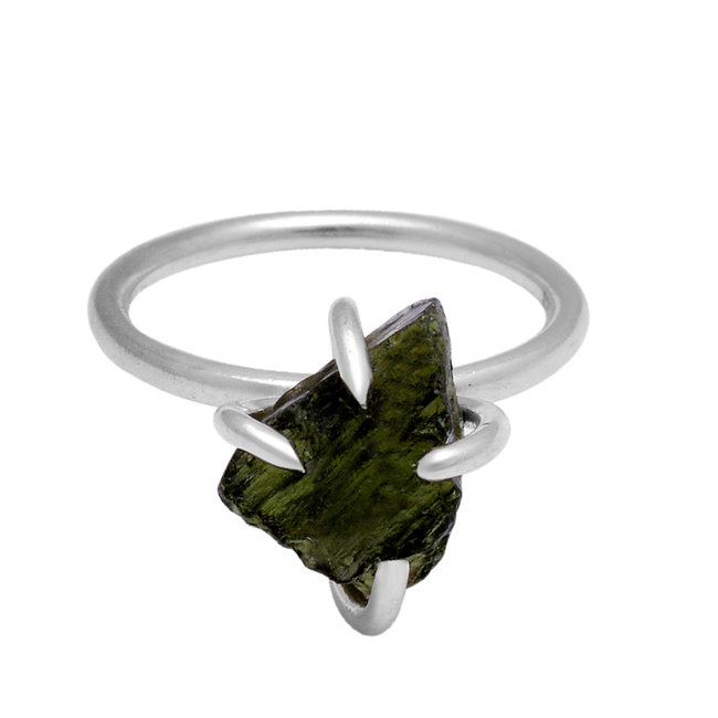 Rough Gemstone Ring Moldavite Silver Natural Wholesaler