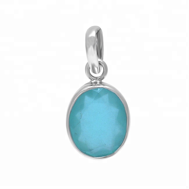 Blue Aqua Chalcedony Sterling  Sterling Silver Gemstone Charm Pendant Wholesaler