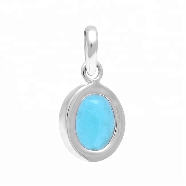 Blue Aqua Chalcedony Sterling  Sterling Silver Gemstone Charm Pendant Wholesaler