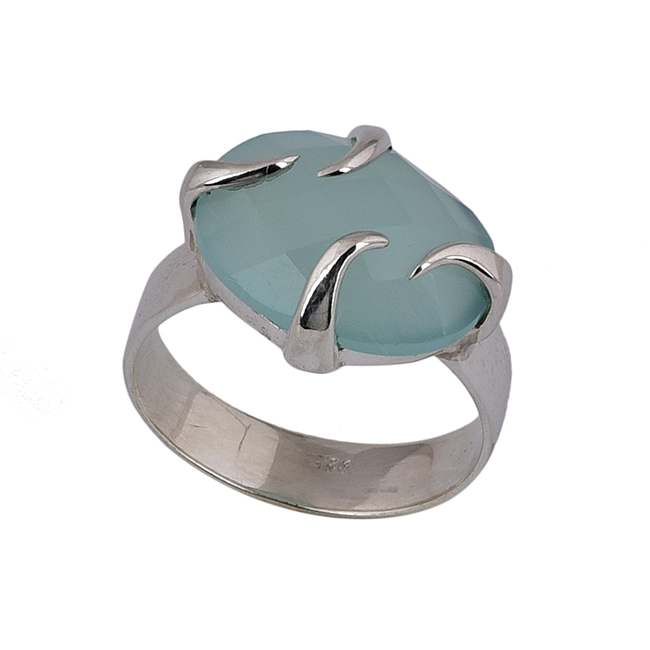 Aqua chalcedony gemstone 925 solid silver ring Manufacturer