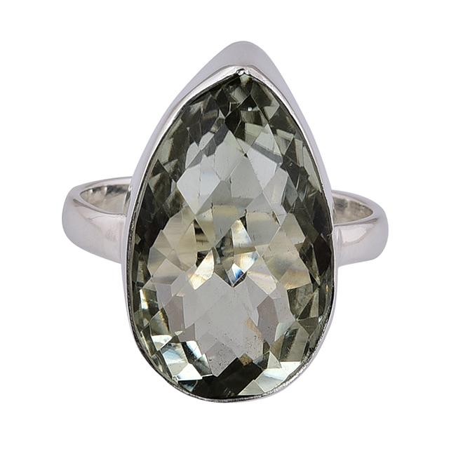 Bezel set green amethyst gemstone 925 solid silver ring Manufacturer