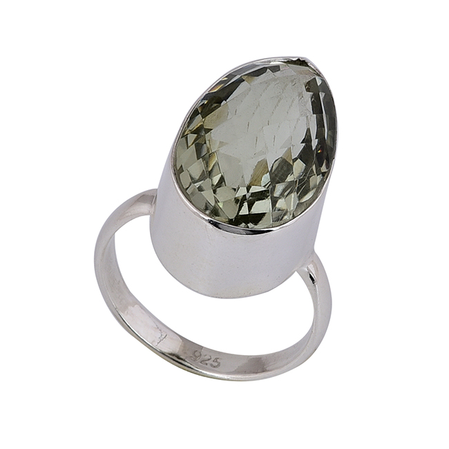 Bezel set green amethyst gemstone 925 solid silver ring Manufacturer