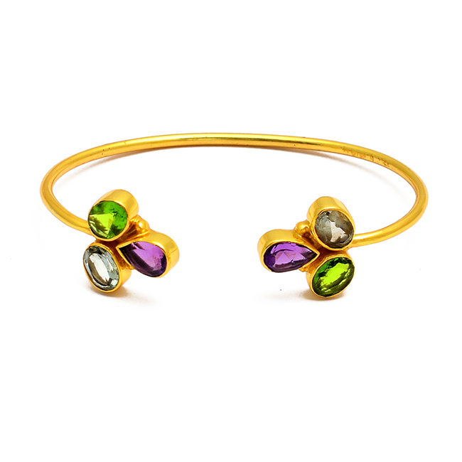 Topaz Peridot Gemstone Silver Gold Adjustable Bangle Exporter