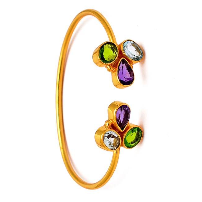 Topaz Peridot Gemstone Silver Gold Adjustable Bangle Exporter