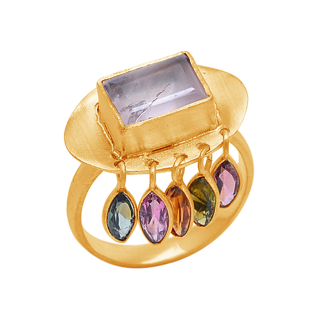 Multi color gemstone ring  925 sterling silver Wholesaler