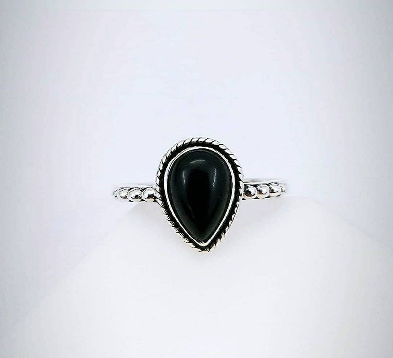Natural Black Onyx Gemstone Sterling Silver Ring Exporter