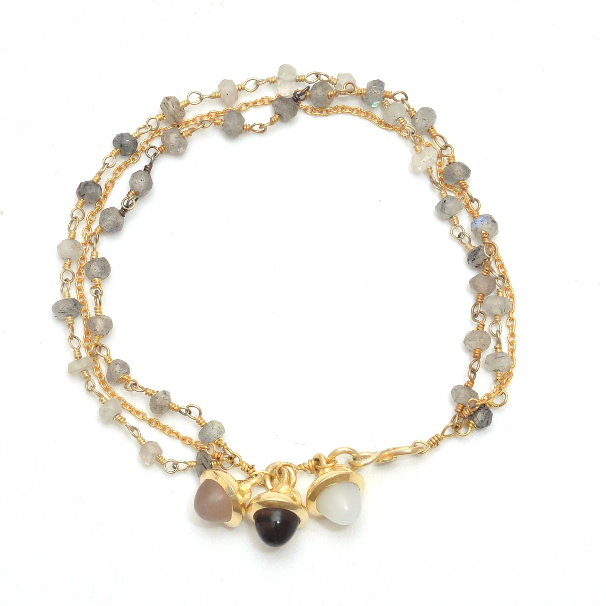 Rainbow moonstone silver gold plated beads charm bracelet Exporter