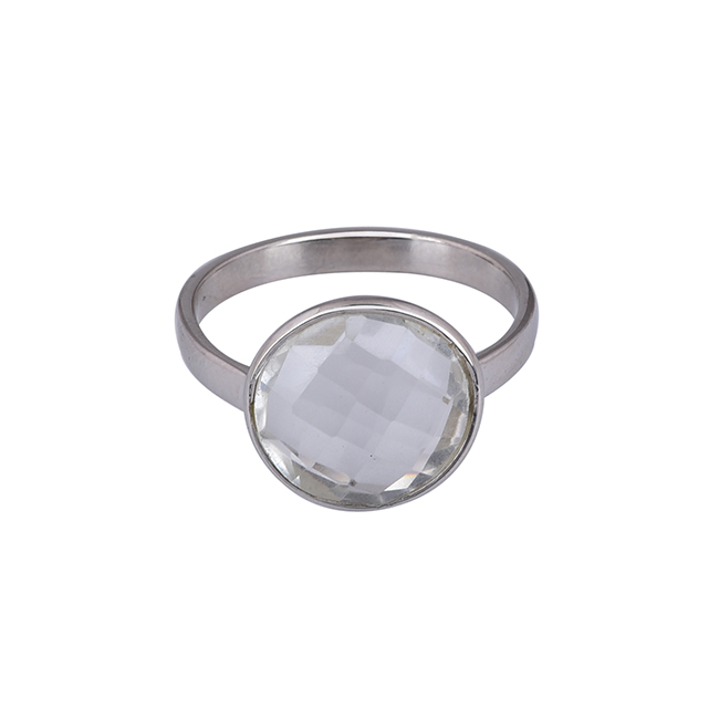 Crystal quartz 12 mm gemstone solid 925 sterling silver ring Manufacturer