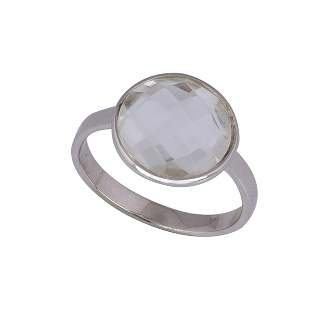 Crystal quartz 12 mm gemstone solid 925 sterling silver ring Manufacturer