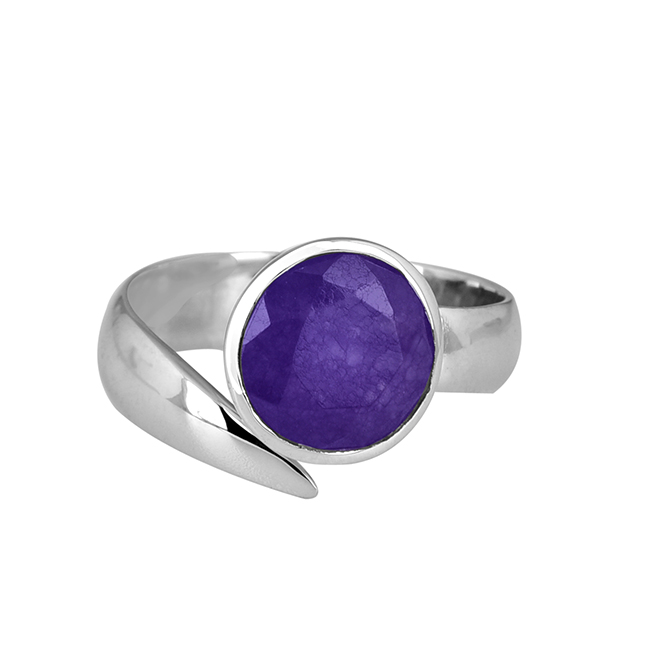 Purple jade gemstone solid sterling 925 silver adjustable ring Manufacturer