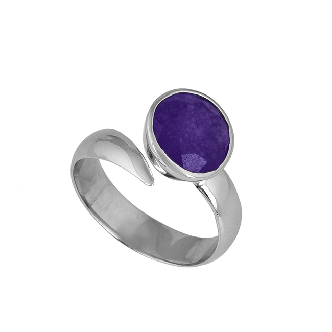 Purple jade gemstone solid sterling 925 silver adjustable ring Manufacturer