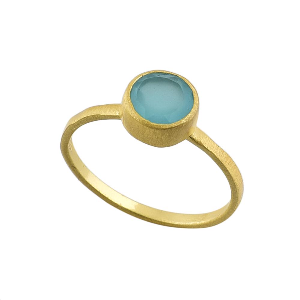 Chalcedony gemstone gold plated silver ring Manufacturer