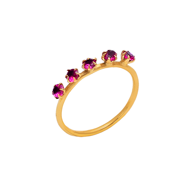 Pink quartz gemstone gold plated  silver ring Manufacturer