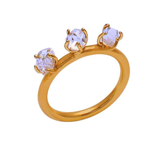 Raw Material Crystal quartz Gemstone gold plated silver ring Exporter