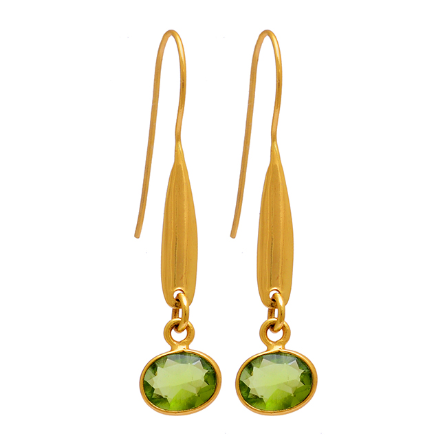 Peridot quartz Gemstone Silver Gold Plated Earrings Exporter