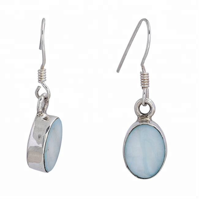 925 Sterling Silver Mother Of Pearl Spiral Wire Hook Earrings Exporter