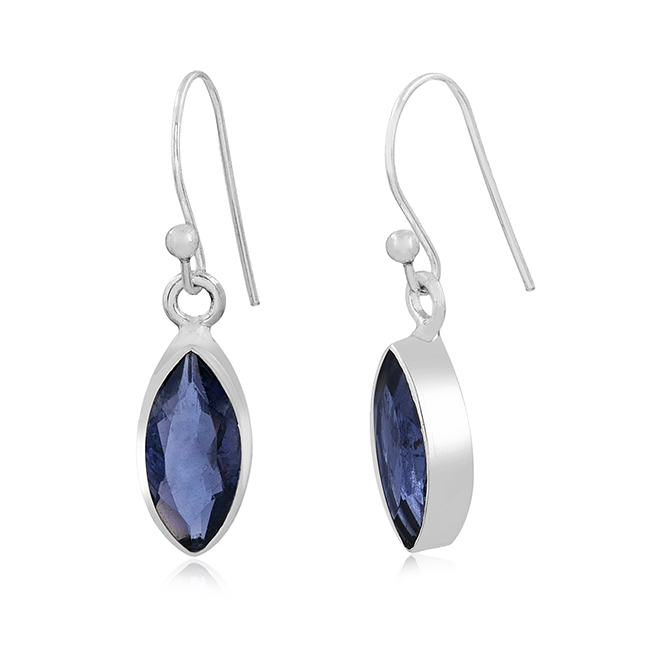 Lolite Gemstone Silver Designer Earrings Exporter