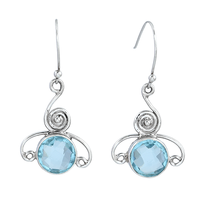 Blue Topaz Gemstone Silver Handmade Vintage Style Earrings Exporter
