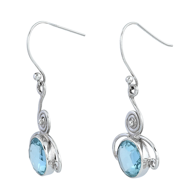 Blue Topaz Gemstone Silver Handmade Vintage Style Earrings Exporter