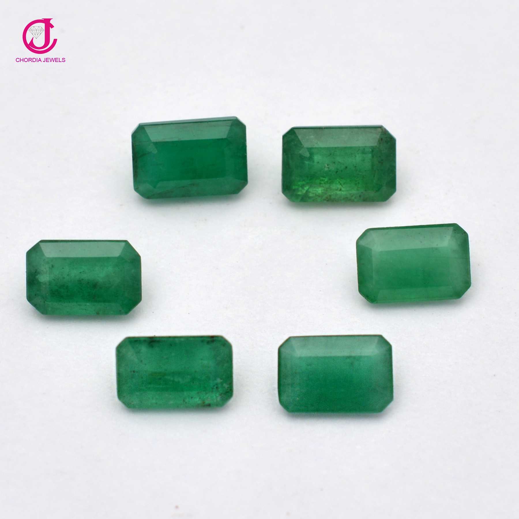 Natural Zambian Emerald Faceted Octagon Cut Precious Stone For Jewelry Supplier