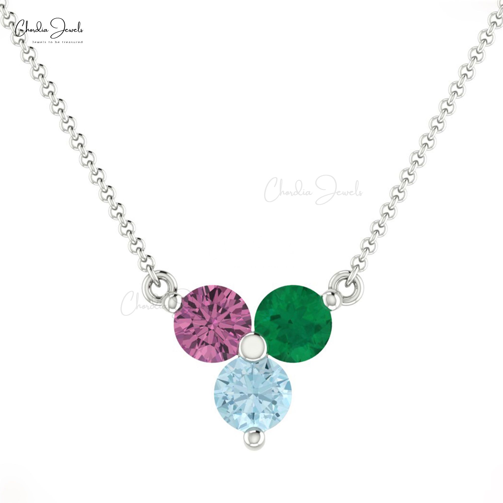 High Quality 14k Solid Gold Natural Multi Stone Necklace For Women Exporter