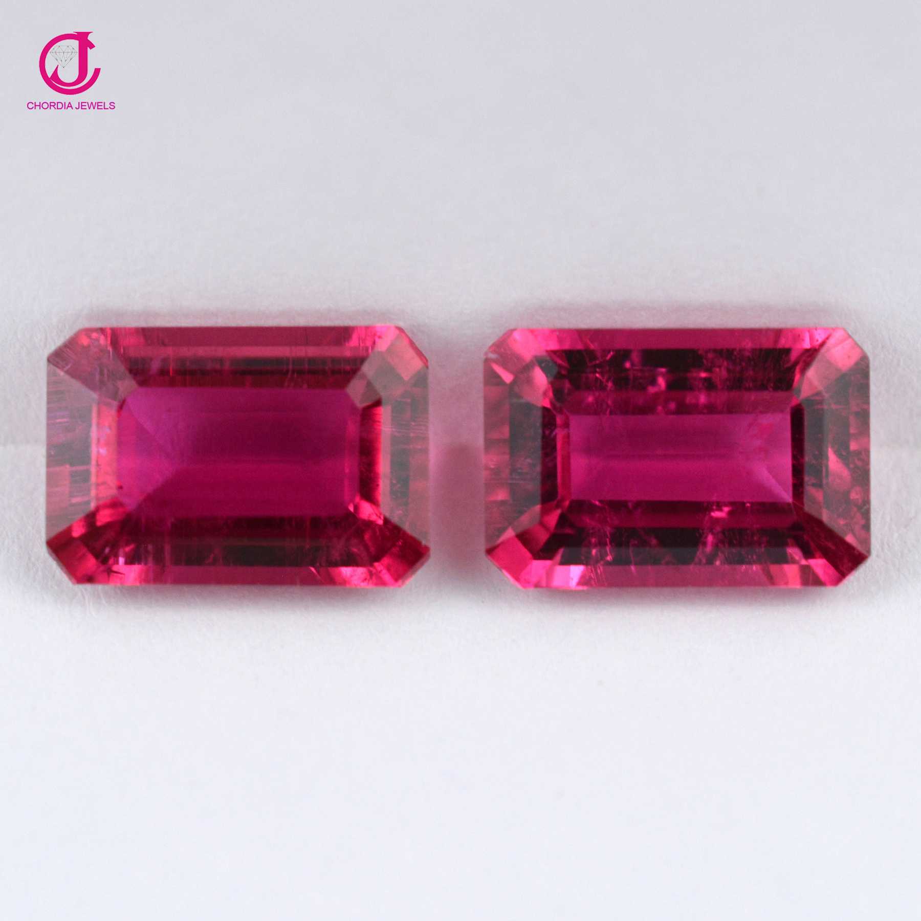 5 CT's Size Pair AAA Natural Rubellite Tourmaline Emerald Cut 13x9 mm Supplier