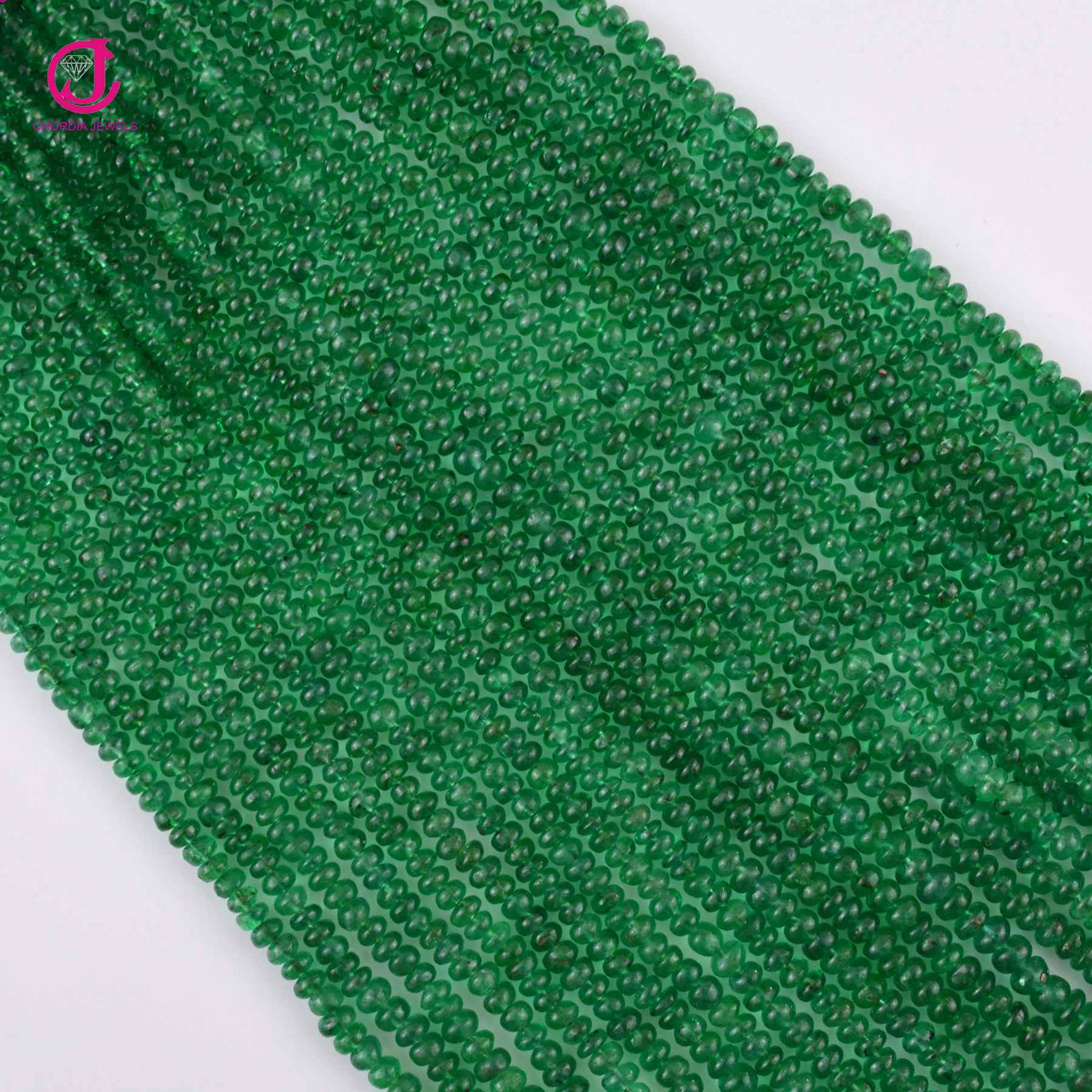 Natural AAA Zambian Emerald Plain Beads Smooth Rondell Loose Gemstone Supplier