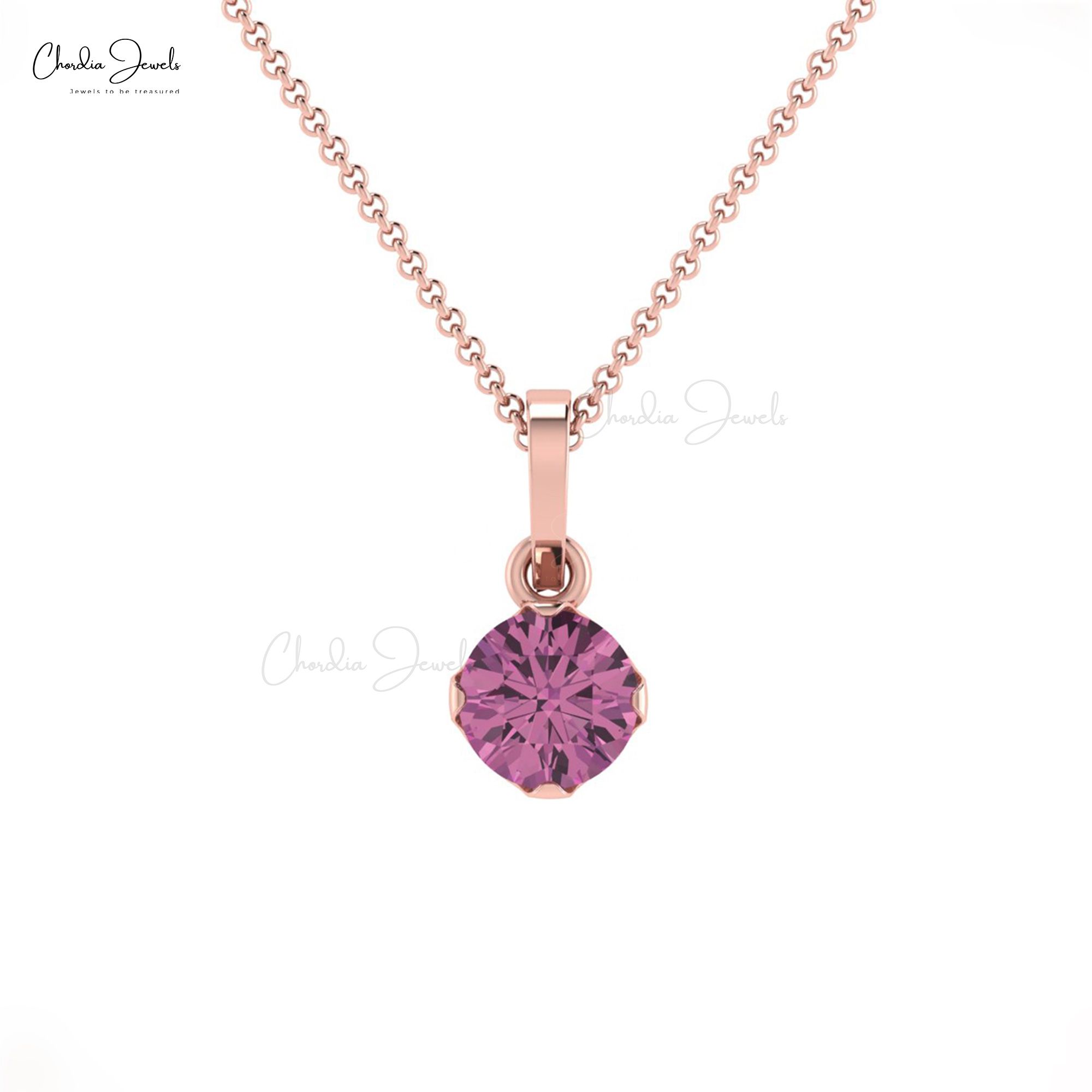 Luscious Pink Tourmaline Solitaire Pendant 14K Gold Gemstone Pendant Exporter