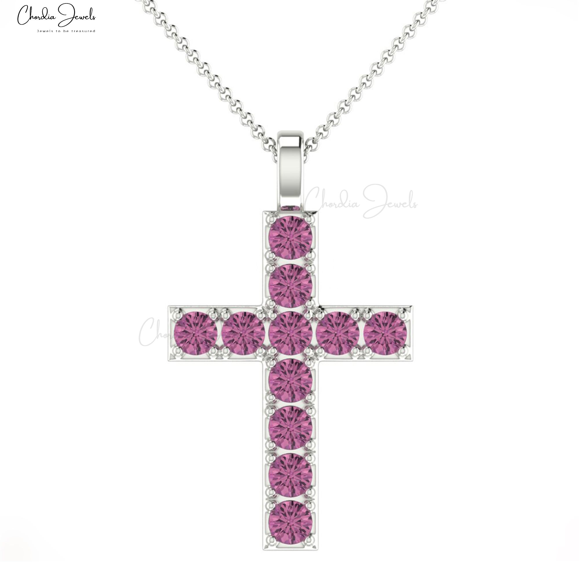 New Arrival 14K Gold Pendant with Pink Tourmaline Cross Pendant Exporter