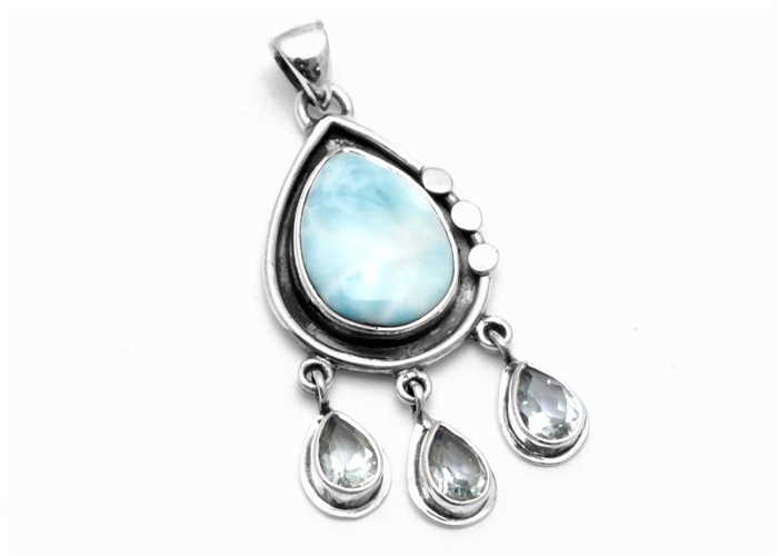 Sterling silver with larimar and blue topaz gemstone Exporter