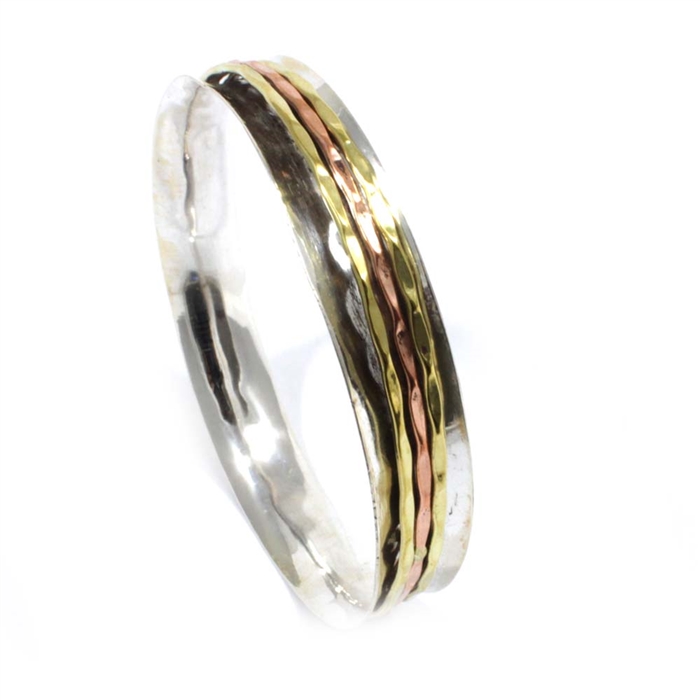 Sterling Silver With Brass and Copper Bangle Supplier