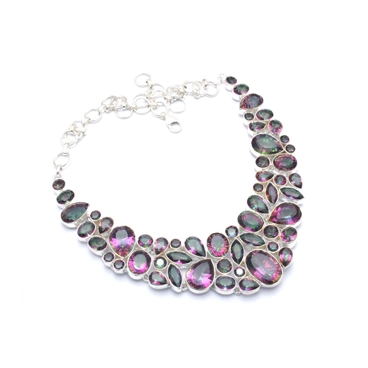 Sterling Silver Jangali Necklace With Mystic Gemstone Exporter