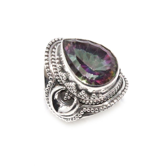 Sterling Silver With Mystic Cut Gemstone Ring Supplier