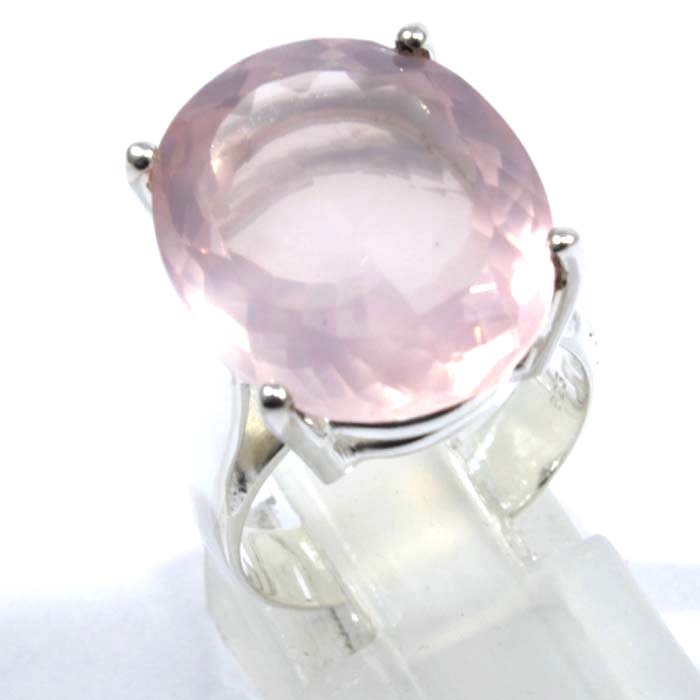 Sterling Silver With Rose Quartz Cut Gemstone Ring Supplier