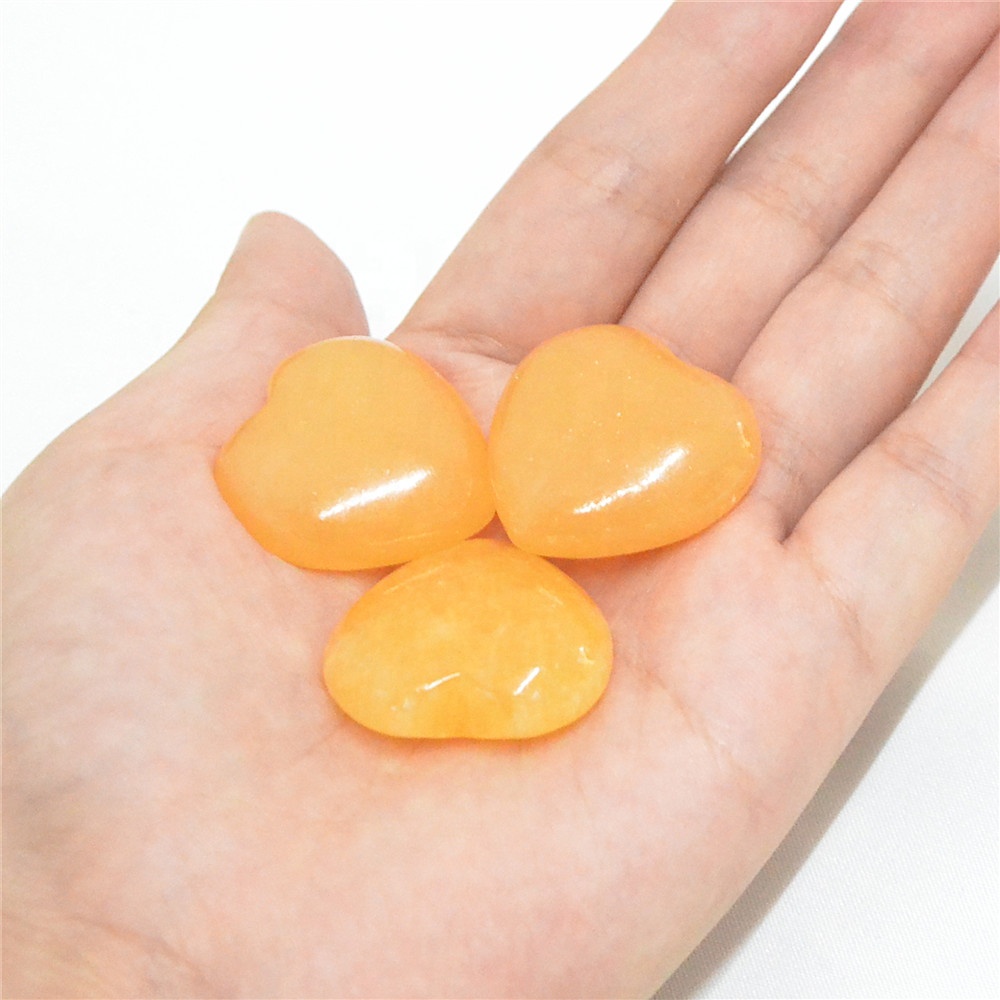 Wholesale Natural Stone Crafts Yellow Jade Aragonite Love Heart Shape