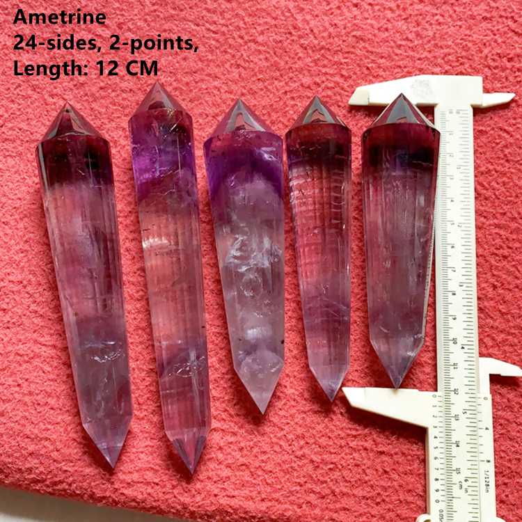 Wholesale Ametrine Wand Obelisk Hexagonal Prism 24 sides Double Points