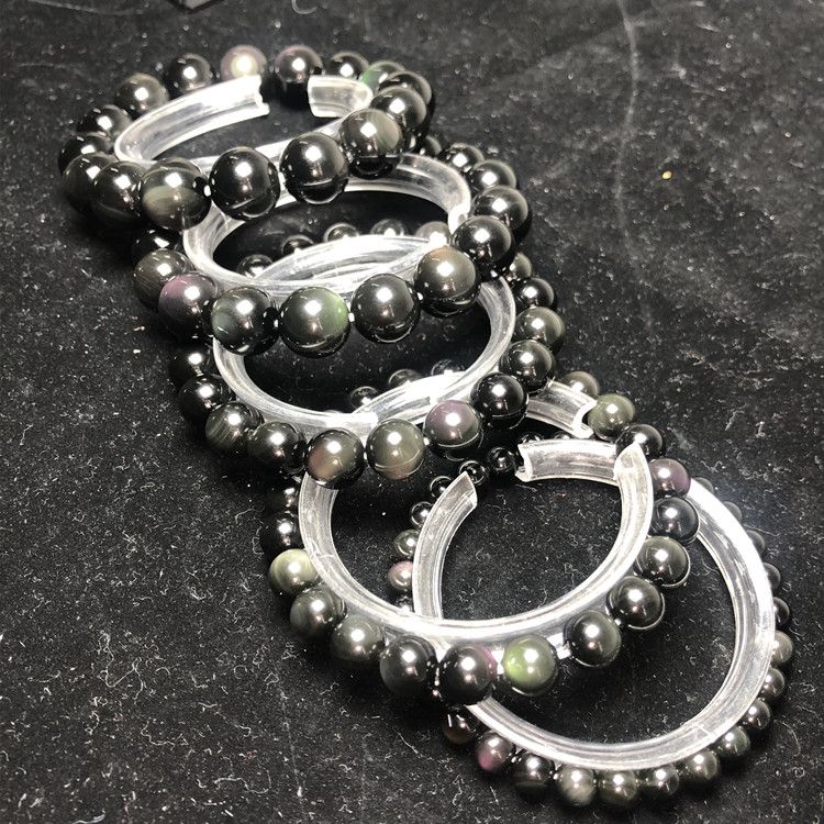 Wholesale Rainbow obsidian round beads bracelet 6 8 10 12 14mm beading Bracelets