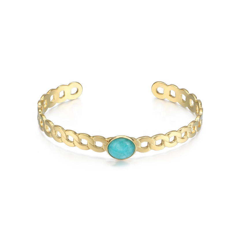 Wholesale Fashion Green Turquoise Cuban Cuff Bracelet Bangle