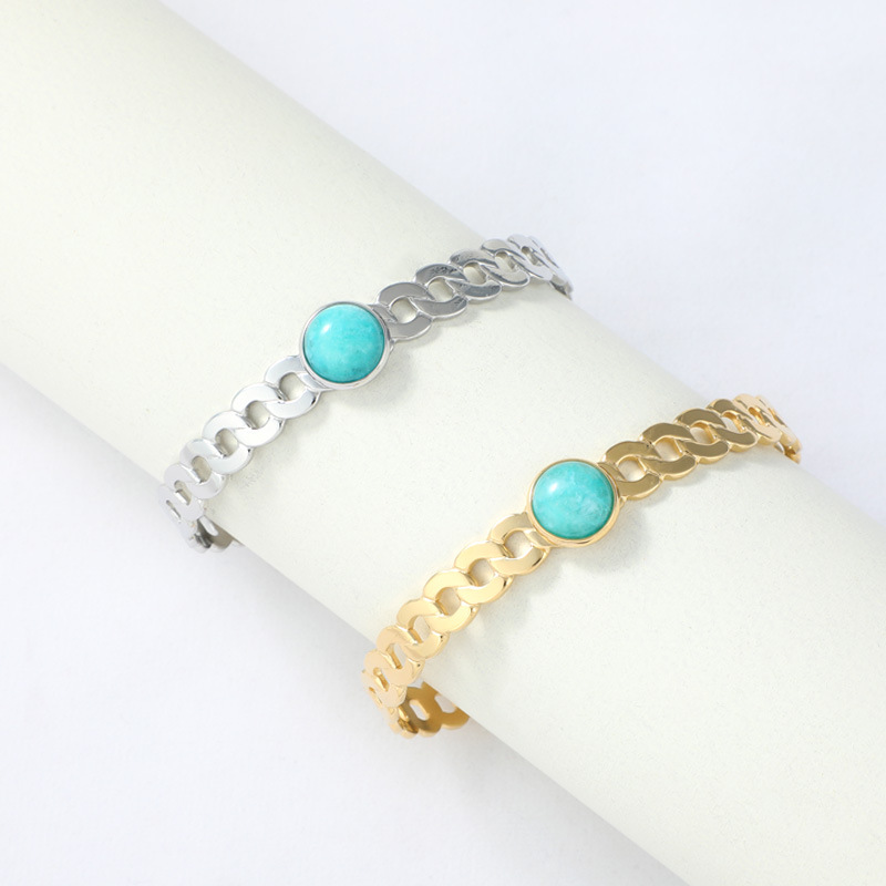 Wholesale Fashion Green Turquoise Cuban Cuff Bracelet Bangle