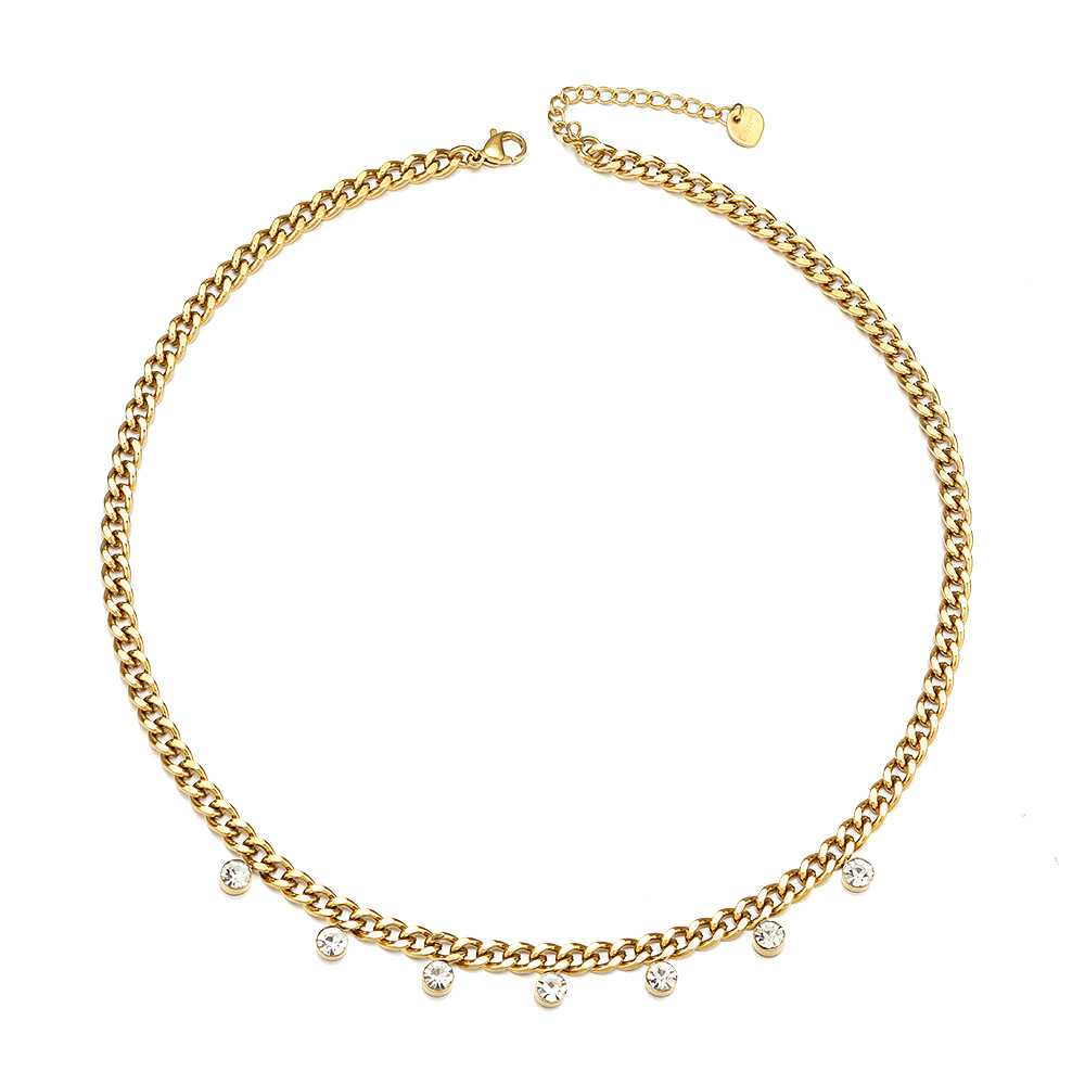 Wholesale Cuban Chain Link Zircon Charm Beads Necklace