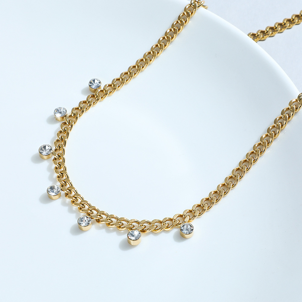 Wholesale Cuban Chain Link Zircon Charm Beads Necklace