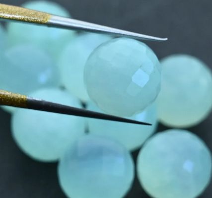Aquamarine Round Balls Bead Faceted Ball, Aqua Ball, Vander