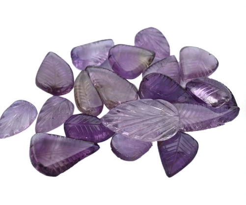 Natural Amethyst Leaf Shape Carved Amethyst Leaf Semi Precious Supplier