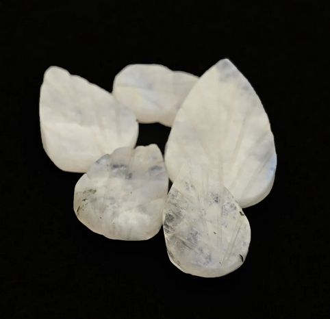 White Moonstone Carved Set of Leaf Matching Set of 4 Leaf Gemstone Supplier