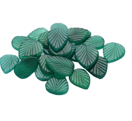 Natural Green Onyx Leaf Carving Gemstone Pear Shape Leaf Design Onyx Supplier