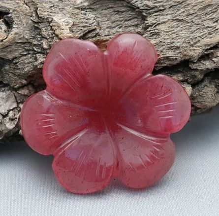Natural Ruby Flower Carving Crystal  - Hibiscus Flower - Ruby Stone Supplier