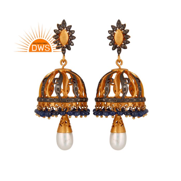 Best Quality Sterling silver Natural Multi Gemstone Jhumka Earring Exporter